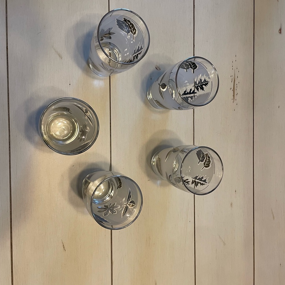 Vintage 1960’s Libbey Frosted Silver Leaf Tumblers (Set of 5)Excellent Condition - Picture 4 of 4